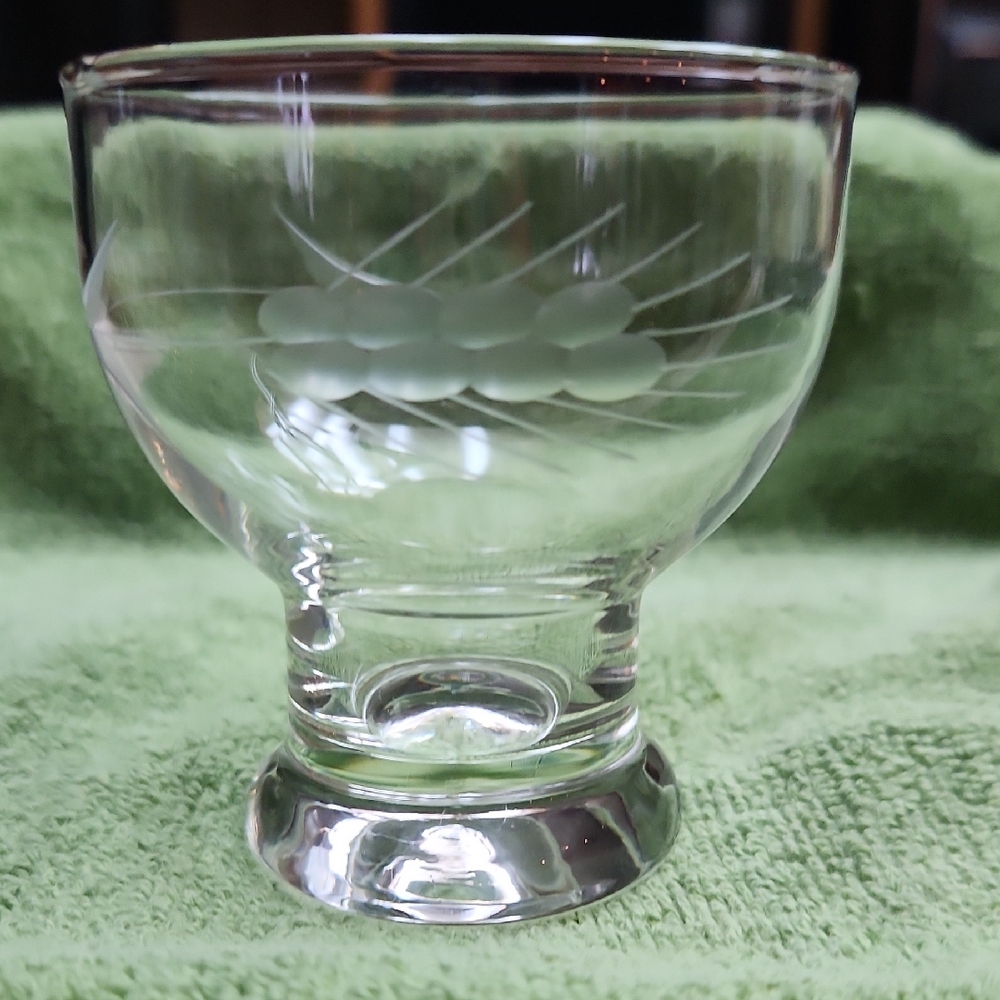Elegant Clear Glass Etched Goblet